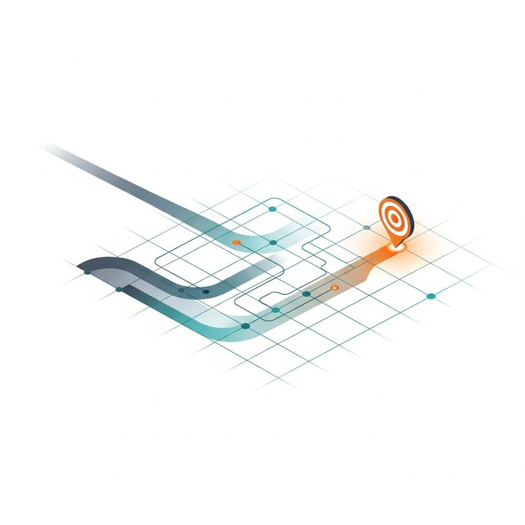 Abstract roadmap with target beacon