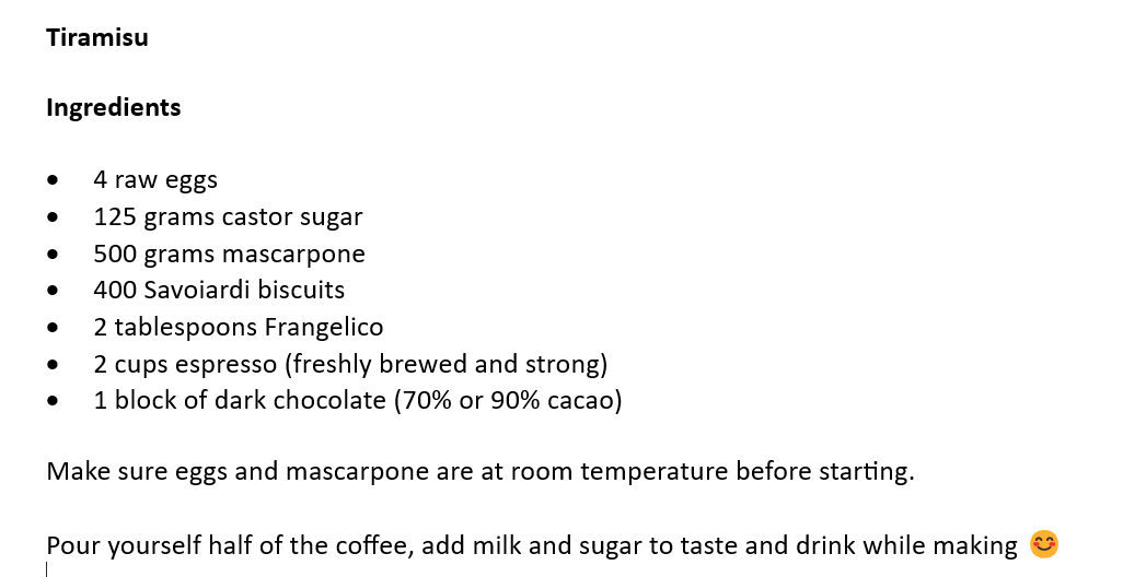 Tiramisu recipe part 1